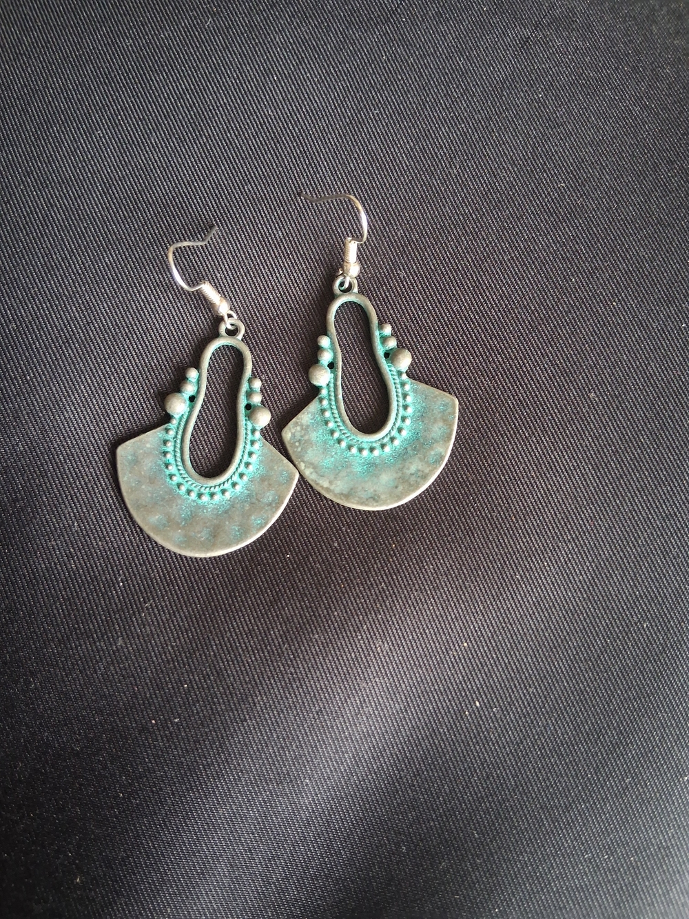 Turquoise-Green Fan Drop Earrings with Bead Accents
